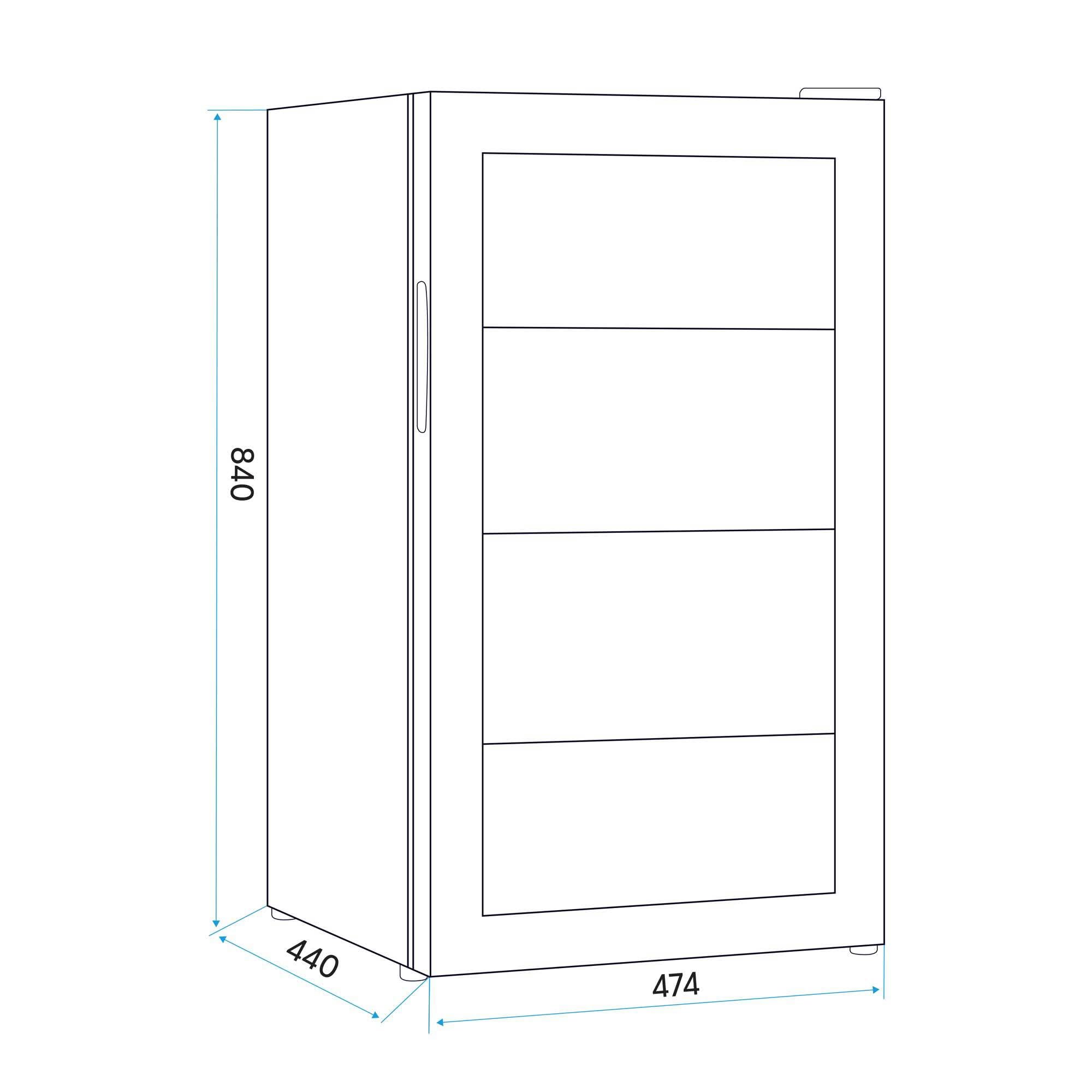 85L Under Counter Drinks/Beer & Wine Cooler Fridge with Light, Black - DH13
