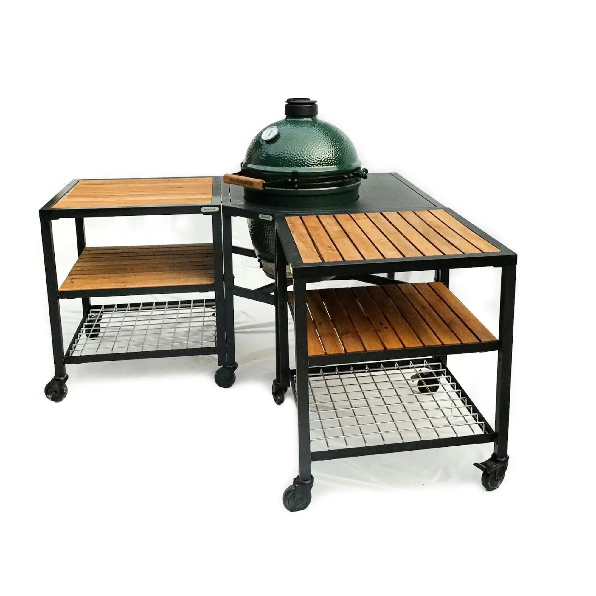 Big Green Egg Corner Modular Nest | 2 Expansion frames with Acacia Surfaces