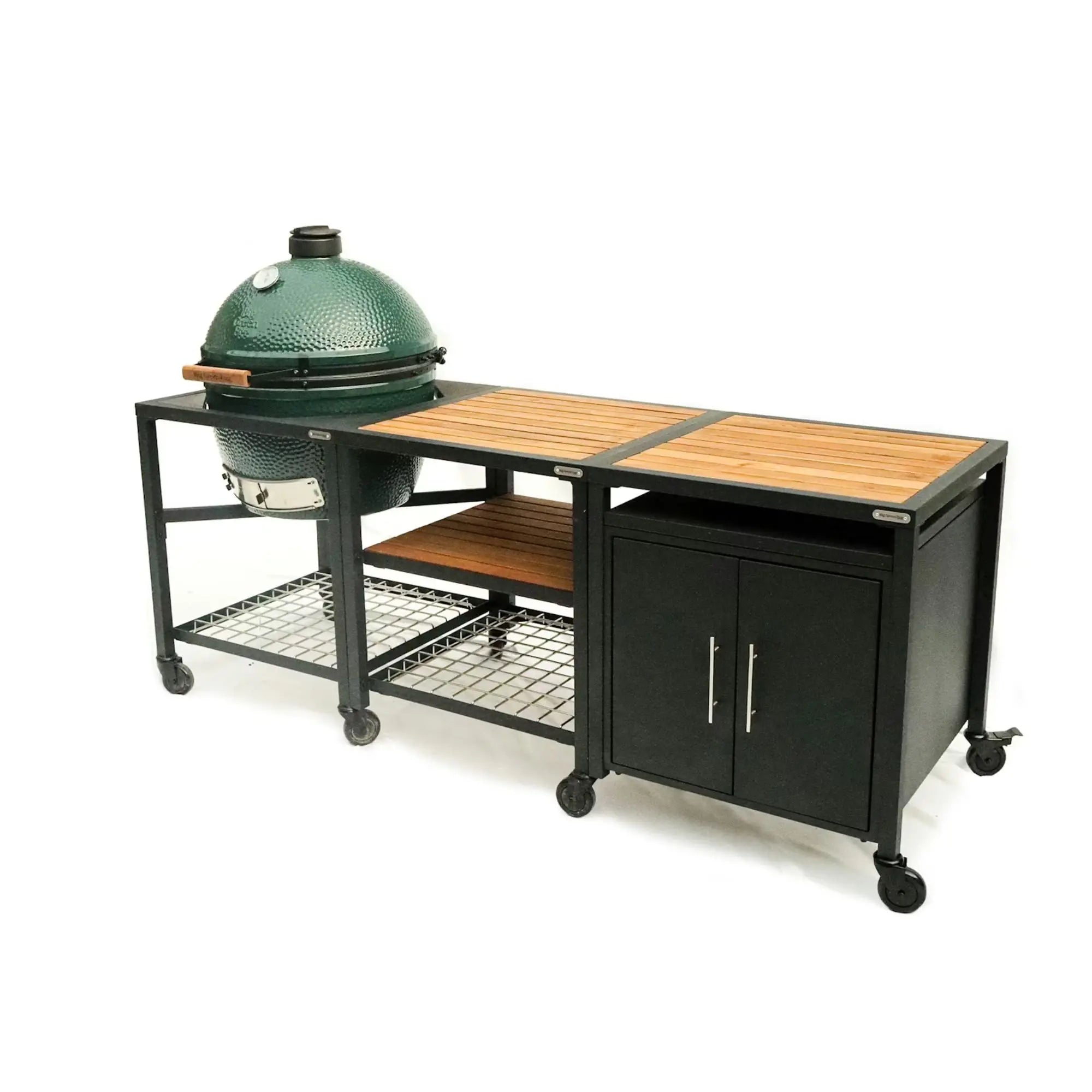 Big Green Egg Modular Nest | 1 Expansion frame and 1 Cabinet with Acacia Surfaces