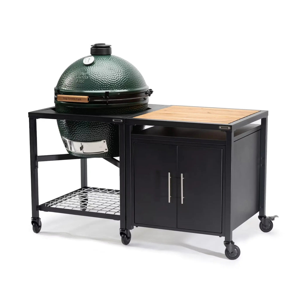 Big Green Egg Modular Nest + Expansion Cabinet + Acacia Shelf