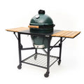 Big Green Egg Modular Nest + Foldable Acacia Shelves with Caster Wheels