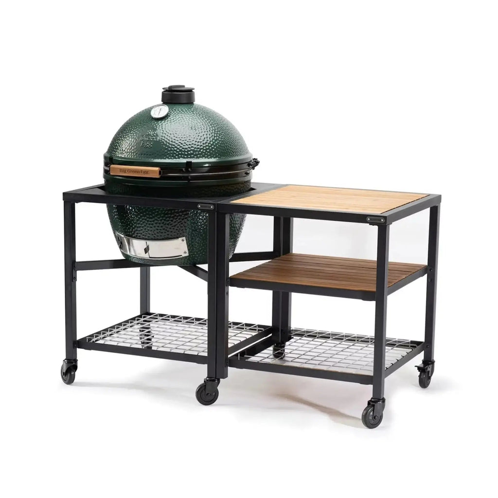 Big Green Egg Modular Nest + Expansion Frame + 2 Acacia Shelves