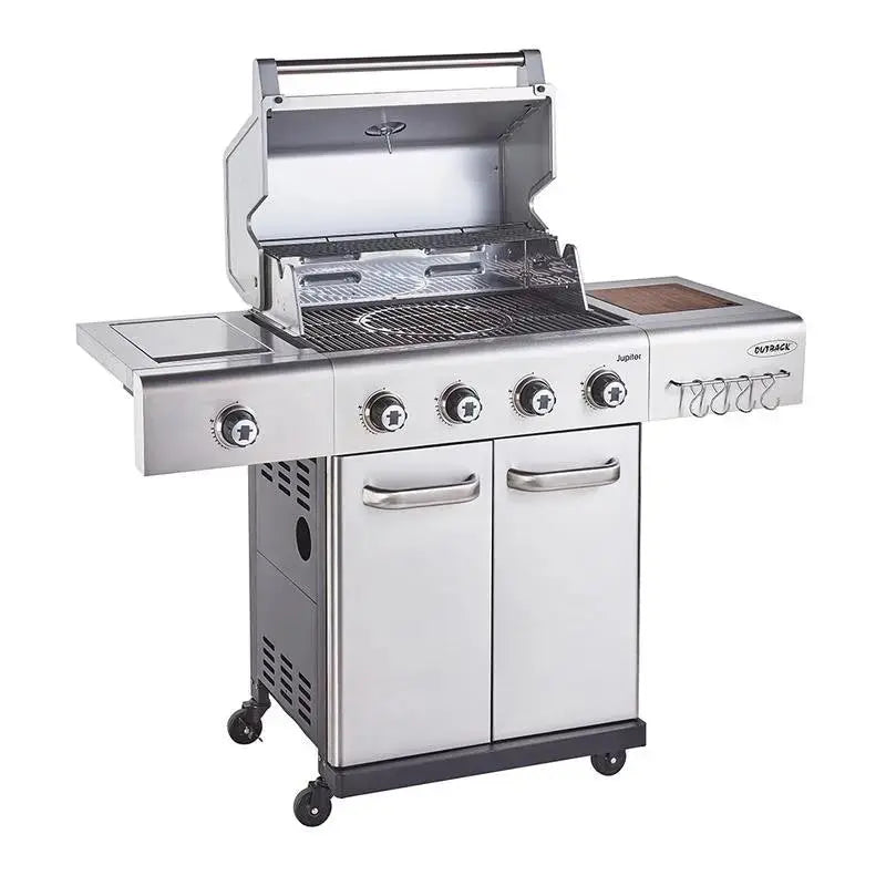 Outback Jupiter 4 Burner Hybrid BBQ | Free Cover | Pizza Stone & Griddle Set